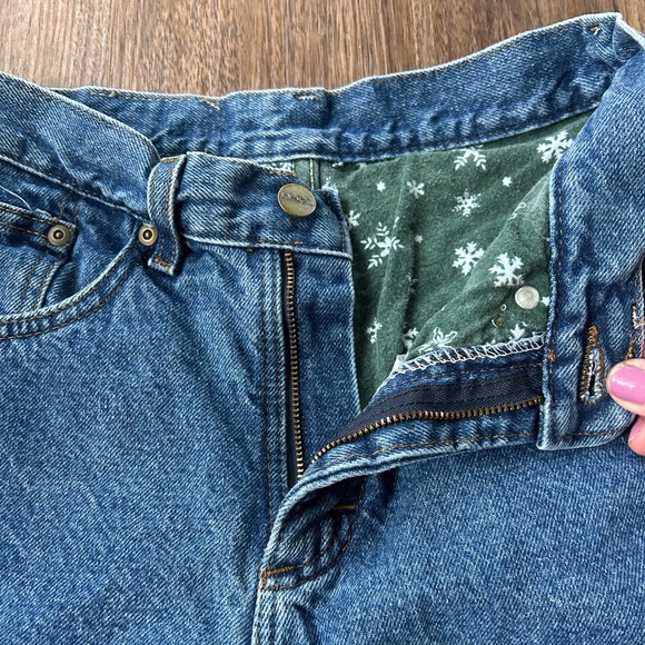 VINTAGE LL BEAN 90s Flannel Lined High Rise Winter Jeans Workwear Utility Sz 4P - Picture 8 of 16